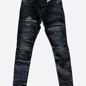 Amiri Faded Black Camouflage Bandana Patch Thrasher Jeans